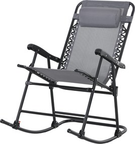 Outsunny Fotel Bujany na Zewnątrz, odporny na pogodę, składany, z Poduszką, do 120 kg, Jasnoszary