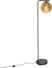 Designerska lampa podłogowa czarna ze złotym szkłem - Bert