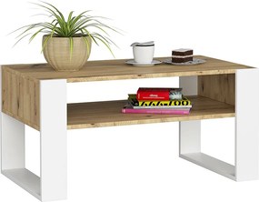 Stolik kawowy AKORD DOMI Dąb Artisan 92 cm fronty kolor Biały mat 92x53x45 cm