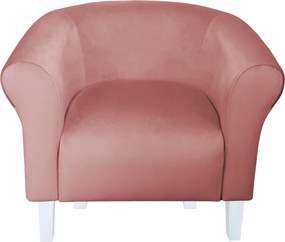 Fotel Milo tkanina Welur wygodny fotel tapicerowany do salonu i sypialni : Kolor nogi - Biała, Kolor tkaniny - VELVET - MG58, Wysokość nogi - 15 cm