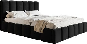 Łóżko tapicerowane 160x200 Palermo - pojemnik i stelaż, tkanina aksamitna, czarny (Amor Velvet 4322)