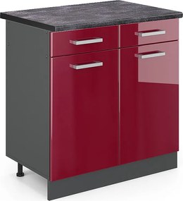 Szafka dolna do kuchni czerwony połysk 80x60x81.6 r-line