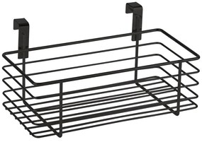 Czarny metalowy koszyk wiszący na drzwiczki kuchenne Wenko Slim, 24x15 cm