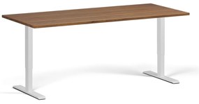 Biurko z regulacją wysokości, 180x80 cm, 2 silniki, biała podstawa, orzech