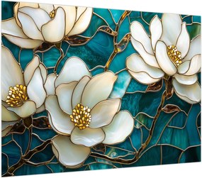 Obraz na szkle - Witraż z magnolią (70x50 cm)