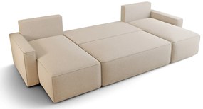 Jasnobeżowy narożnik z funkcją spania i pojemnikiem N9-P05