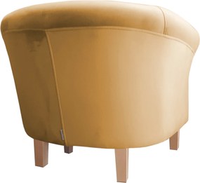 Fotel Milo tkanina Welur wygodny fotel tapicerowany do salonu i sypialni : Kolor nogi - Drewno, Kolor tkaniny - VELVET - MG15, Wysokość nogi - 15 cm