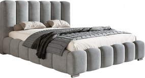 Łóżko dwuosobowe 200x200 cm Pearl - gruba pianka, nowoczesny styl, łóżko z pojemnikiem i metalowym stelażem - jasny szary (Amor Velvet 4318)