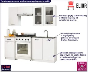 Komplet białych mebli kuchennych z witryną 180 cm - Vivienne