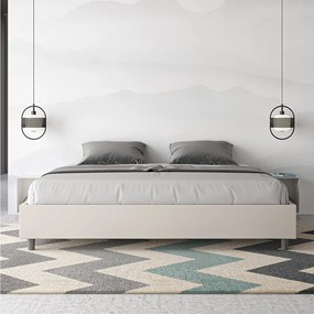 Łóżko wyposażone w stelaż z listwami tapicerowane 180x200 sztucznej skóry Biały Azelia