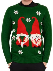 Świąteczny sweter damski GNOME ciemnozielony - różne rozmiary Wielkość: L