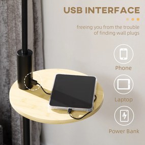 HOMCOM Lampa podłogowa z półką i portem USB elegancka biała oświetlenie do salonu 40x40x168 cm | Aosom PL