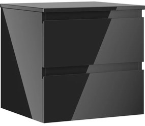 Mexen Orio szafka łazienkowa podumywalkowa 50 cm z blatem, 2 szuflady, czarna połysk - 91A10-05047-2-BFFC70
