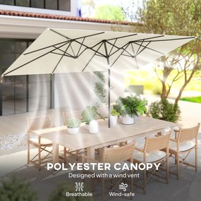 Outsunny Parasol Ogrodowy 150x295cm Podwójny Daszek Regulacja Kremowy | Aosom PL