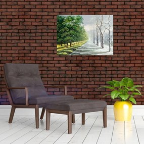 Obraz na szkle - Zima kontra lato (70x50 cm)