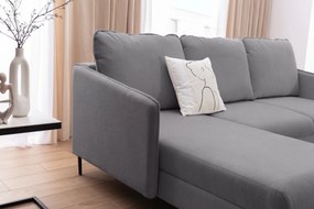 Narożnik z funkcją spania Movani lewostronny - szara plecionka Loft 19 / czarne nogi