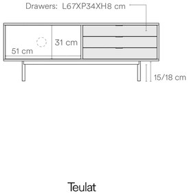 Biało-naturalna szafka pod TV w dekorze dębu 140x52 cm Sierra – Teulat