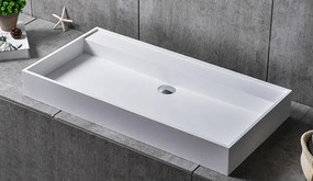 Umywalka ścienna TWG12Odlew mineralny - Biały mat - 90 x 45 x 11 cm