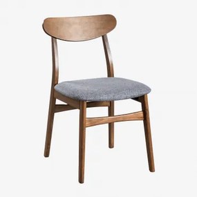 Zestaw 2 Tapicerowanych Krzeseł Jadalnianych Z Tkaniny I Drewna Cloda Dark Wood - Grey - Sklum