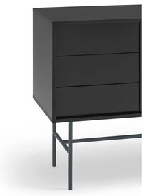 Czarno-antracytowa niska komoda z drzwiami przesuwnymi 180x91 cm Nube – Teulat