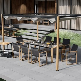 Zestaw Mebli Ogrodowych Jadalnianych DUISBURG dla 8 Osób Stół i 8 Foteli ANTRACYT / BRĄZOWY