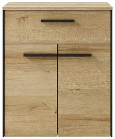 Niska/wisząca szafka łazienkowa w dekorze dębu w naturalnym kolorze 72x60 cm Quickset 395 – Pelipal
