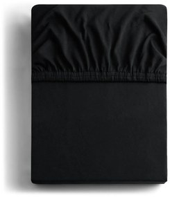 Czarne dżersejowe prześcieradło z gumką 220x200 cm Amber – Restilo