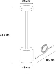 Lampa stołowa zewnętrzna czarna z LED i ściemniaczem dotykowym, ładowana - Dupont