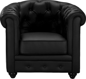 Fotel z ekoskóry CHESTERFIELD - Czarny