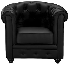 Fotel z ekoskóry CHESTERFIELD - Czarny