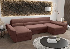 BEDANTE narożnik REBIU4 Poso 29 brązowy z funkcją spania sofa w kształcie litery L z pojemnikiem na pościel