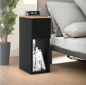 Szafka Nocna Czarna Dąb Wotan 1 Szuflada 20 cm Stolik Nakastlik Do Sypialni