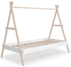 Białe łóżko dziecięce w kształcie domku z drewna sosnowego 90x200 cm Trufa – Marckeric