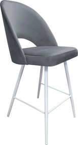 Hoker POLO krzesło barowe tkanina Welur podstawa metalowa hoker do kuchni : Kolor nogi - Biały stożek, Kolor tkaniny - VELVET - BL14, Typ siedziska - Siedzisko stałe