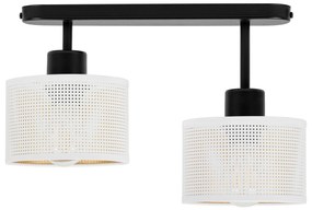 Lampa sufitowa czarna dwupunktowa z białymi abażurami B-3306SC-WE E27