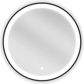 Mexen Esso lustro łazienkowe podświetlane, okragłe 60 cm, LED 6000K, antypara, rama czarna - 9825-060-060-611-70