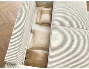 Beżowa sztruksowa rozkładana/ze schowkiem sofa 244 cm Chelsea – Bobochic Paris