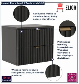 Czarna wisząca szafka ryflowana P4-H62
