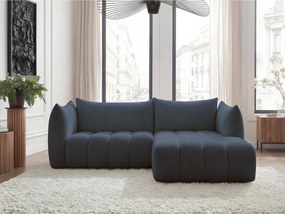 Ciemnoniebieski narożnik z materiału bouclé (prawostronny/z szezlongiem) Azra – Bobochic Paris