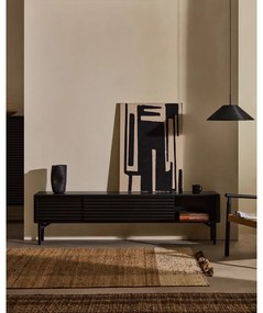 Czarna szafka pod TV w dekorze dębu 200x57x35 cm Lenon – Kave Home