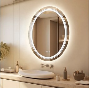 Lustro łazienkowe owalne LED 60x80cm z oświetleniem antyparowym lustro ścienne 60x80cm