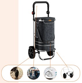 Jurhan Torba na zakupy na kółkach EASY, 50l, czarna