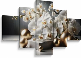 Obraz - Orchidea i złote kule (125x70 cm)
