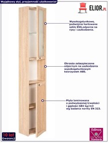 Wiszący słupek łazienkowy dąb sonoma - Medison 3X