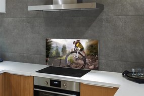 Panel szklany do Kuchni Rower w Górskiej Scenerii