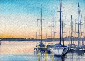 Obraz - Żeglarstwo, akwary (70x50 cm)