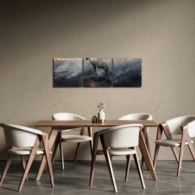Obraz kozicy w płomieniach (z zegarem) (90x30 cm)