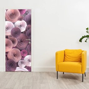 Fototapeta na drzwi - Abstrakcyjny motyw różanych kwiatów (95x205cm)