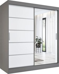 Szafa 180X200 Biały Przesuwna Antracyt + R3-M08
