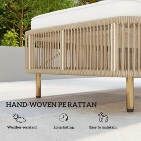 Outsunny Rattanowa Leżanka Ogrodowa, 5-stopniowa regulacja, poduszka w zestawie | Aosom PL